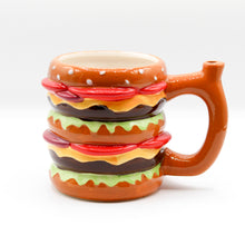 Load image into Gallery viewer, Double Cheeseburger Ceramic Mug Hand Pipe
